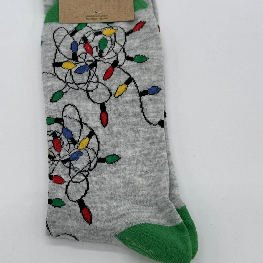 NEW Men's Christmas Lights Crew Socks Shoes Size‎ 6.5-12